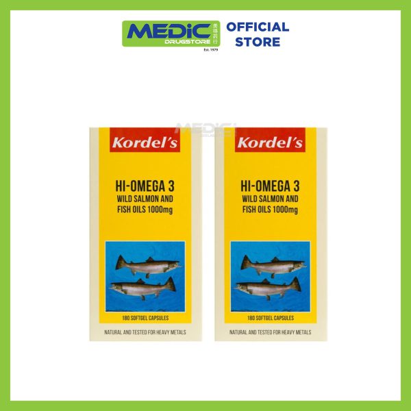 Kordel's Hi-Omega 3 Wild Salmon And Fish Oils 1000Mg (Twin Pack) 2x180s