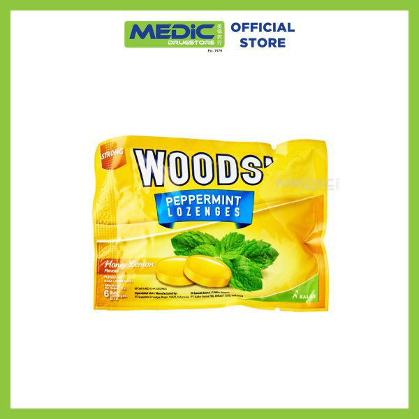 Woods Peppermint Lozenges Strong Lemon Flavour 6s
