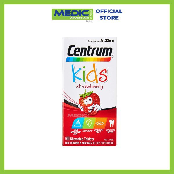 Centrum Kids 60 Chewable Tablets Strawberry Flavour
