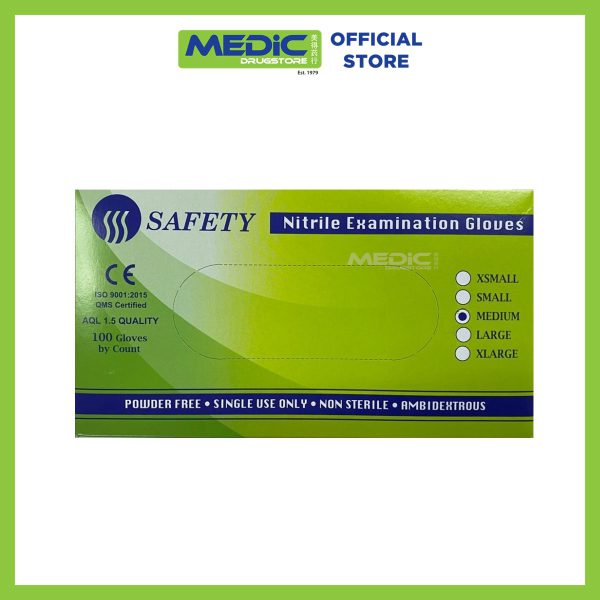 Safety Nitrile Powder-Free Gloves M Size 100s